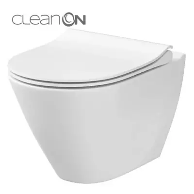 Cersanit City Oval CleanOn, függő wc csésze + wc ülőke lassan záródó hőre keményedő, K701-104