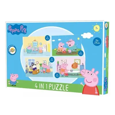 PEPPA MALAC egy napja a családdal gyermek puzzle 4 az 1-ben, 19x29 cm