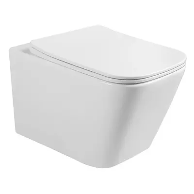 Erga Nyra, függő wc csésze 51x35 cm Peremnélküli lassan eső ülőfelülettel, fehér fényes, ERG-V03