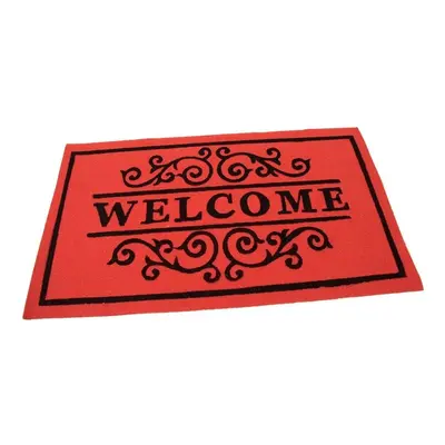 Textil tisztítószőnyeg Welcome Deco 45 x 75 x 0,3 cm, piros