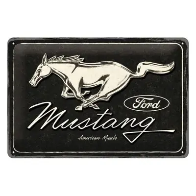 Fém tábla Ford - Mustang - Logo Black