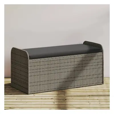 vidaXL szürke polyrattan tárolópad párnával 115 x 51 x 52 cm