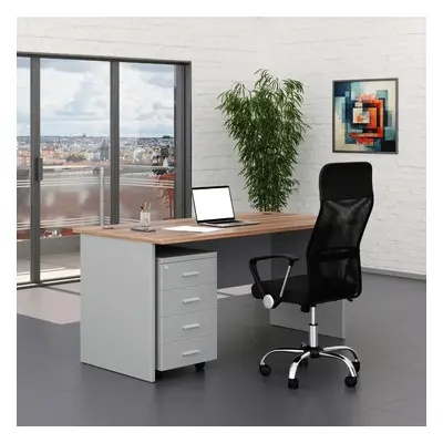 Irodabútor garnitúra SimpleOffice 1, 160 cm, szürke / dió