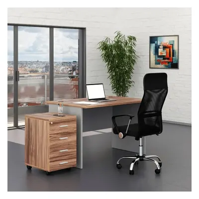 Irodabútor szett SimpleOffice 1, 120 cm, dió / szürke