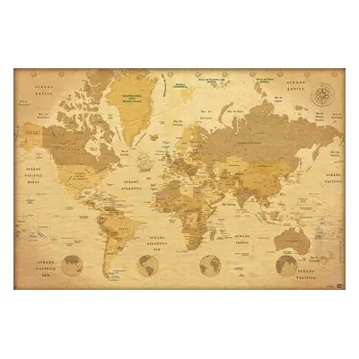 Plakát World Map - ES Vintage