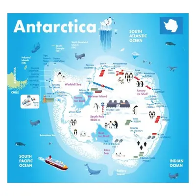 Illusztráció Cartoon Map of Antarctica, drmakkoy