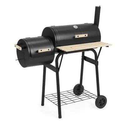 Kaminer BBQ faszenes kerti grill, 2 in1 grill és füstölö, hőmérő, méretek 113x103 cm, fém, feket