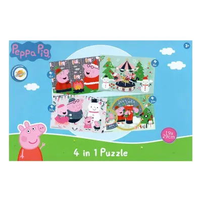 PEPPA MALAC hóemberrel gyermek puzzle 4 az 1-ben, 19x29 cm