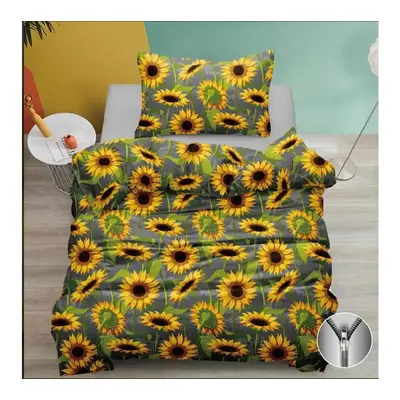 SUNFLOWER szürke pamut ágyneműhuzat Ágyneműhuzat mérete: 70 x 90 cm | 140 x 200 cm