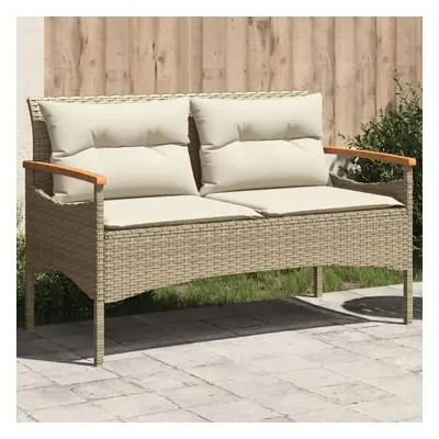 vidaXL bézs polyrattan kerti pad párnával 116 x 62,5 x 74