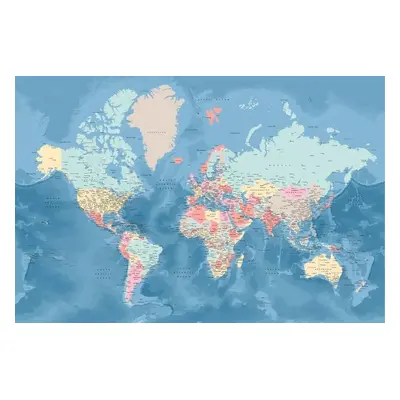 Térkép Light blue and pastels detailed world map, Blursbyai