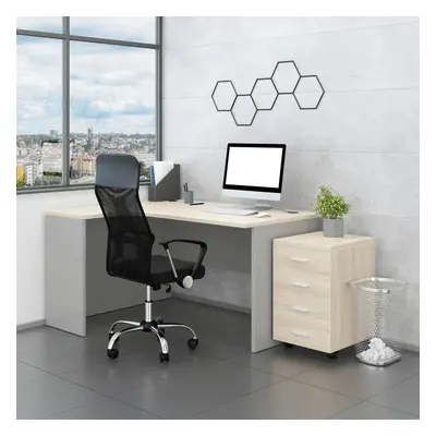 Irodabútor garnitúra SimpleOffice 2, 140 cm, bal, világos tölgy / szürke