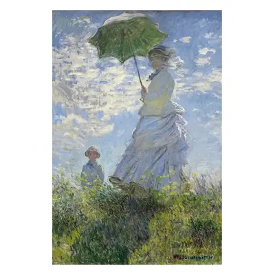 Plakát Nő napernyővel - Madame Monet és fia, Claude Monet