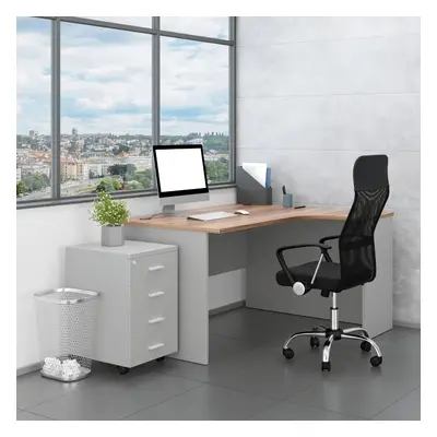 Irodabútor garnitúra SimpleOffice 2, 140 cm, jobb, szürke / dió