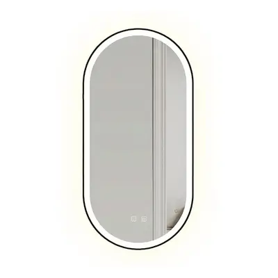 Tutumi Rea Oval, LED fürdőszobai tükör 50x100cm, fekete keret, HOM-02505