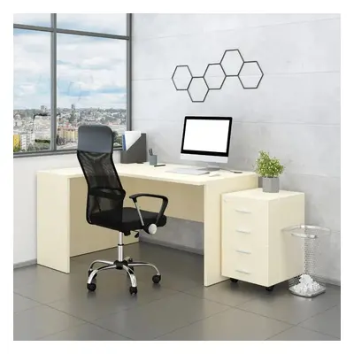 Irodabútor garnitúra SimpleOffice 2, 140 cm, bal, nyír