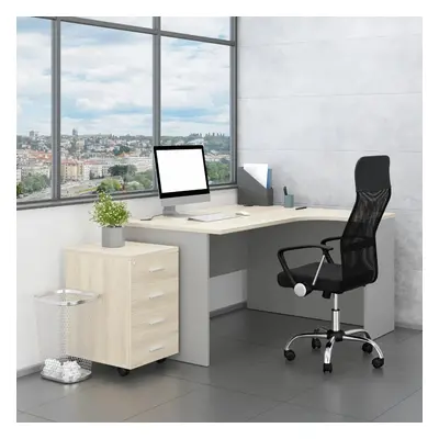 Irodabútor garnitúra SimpleOffice 2, 140 cm, jobb, világos tölgy / szürke