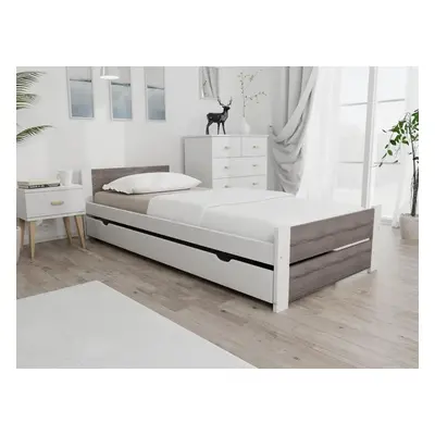 IKAROS DOUBLE ágy 90 x 200 cm, fehér/trüffel tölgy Ágyrács: Léces ágyrács, Matrac: Deluxe 10 cm 