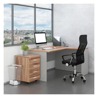 SimpleOffice 2 irodabútor szett, 140 cm, jobb, dió / szürke