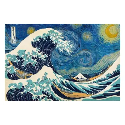 Plakát Katsushika Hokusai ft. van Gogh - A nagy hullám Kanagavánál, Vincent van Gogh