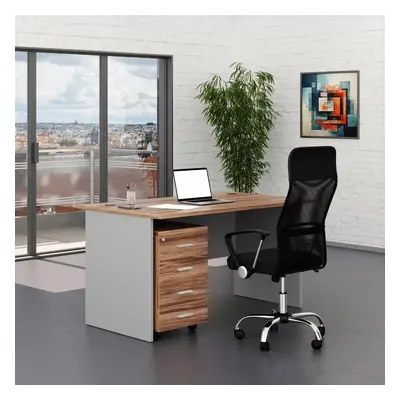 Irodabútor garnitúra SimpleOffice 1, 140 cm, dió / szürke