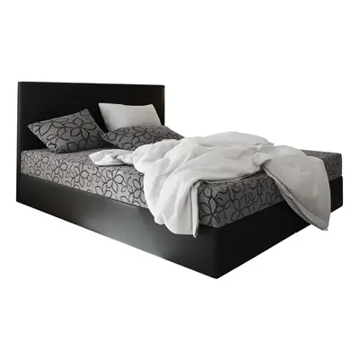 ELONA 2 kárpitozott boxspring ágy, 90x200, flowes 83/sioux fekete, balos