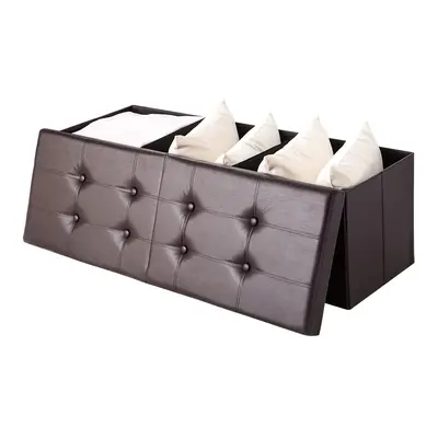 Casaria® Tárolódoboz csuklós tetővel barna - 115x38x38cm