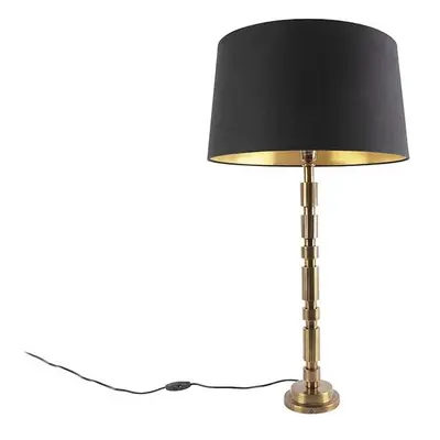 Art deco asztali lámpa bronz, pamut árnyalatú fekete 45 cm - Torre