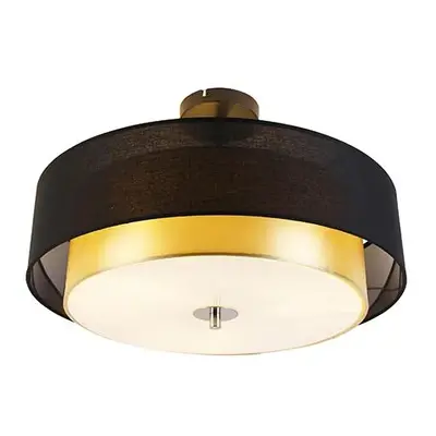 Modern mennyezeti lámpa fekete arannyal 50 cm 3-light - Drum Duo