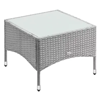 Casaria® Rattan asztal 58x58x42 cm - szürke