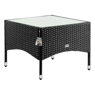 Casaria® Rattan asztal / teásasztal - 58 x 58 x 42 cm - fekete