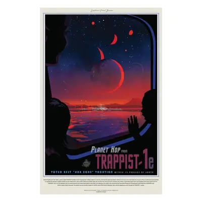 Reprodukció Trappist 1E (Planet & Moon Poster) - Space Series (NASA)