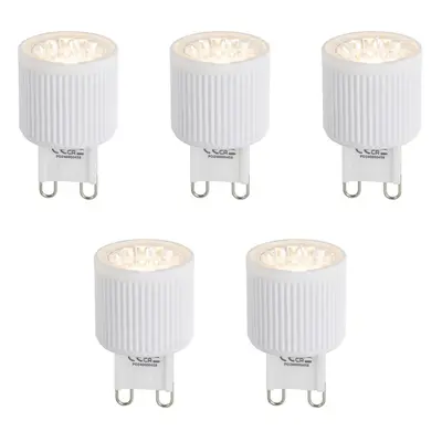 Set van 5 G9 20mm 3-staps dimbare LED lampen 3W 300 lm 2700K