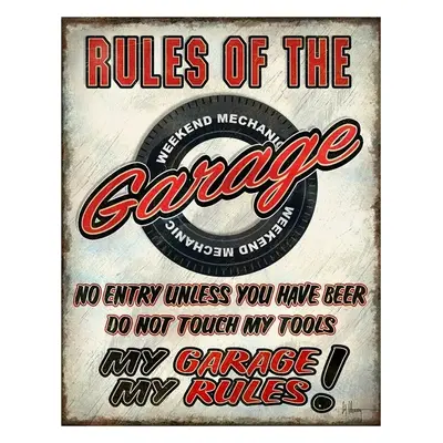 Fém tábla Rules of the Garage