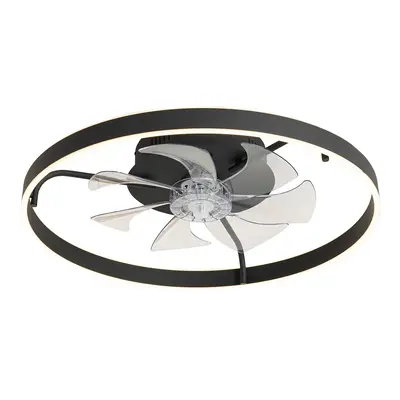 Fekete mennyezeti ventilátor 70 cm LED-vel és távirányítóval - Maddy