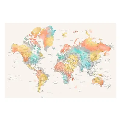 Térkép Detailed colorful watercolor world map, Fifi, Blursbyai