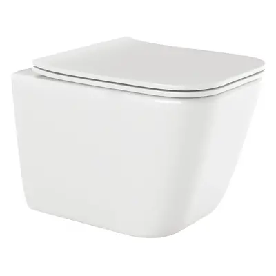 Invena Paros, falra akasztható WC csésze Rimless 465x350x360 mm + SLIM wc ülőke lassan záródó, f