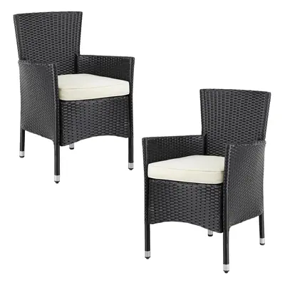 Casaria® 2 db rattan szék - fekete