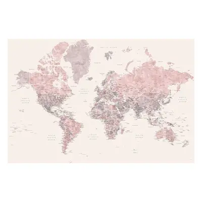 Térkép Detailed watercolor world map in dusty pink and cream, Madelia, Blursbyai