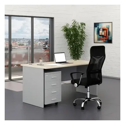 Irodabútor garnitúra SimpleOffice 1, 160 cm, szürke / világos tölgy