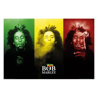 Plakát Bob Marley - Tricolour Smoke