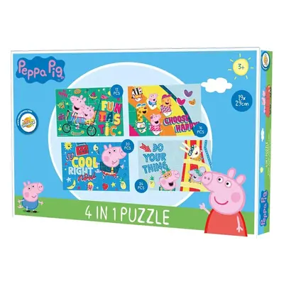 PEPPA MALAC és barátai gyerek puzzle 4 az 1-ben, 19x29 cm