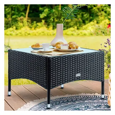 Deuba Rattan asztal 58x58x42 cm - fekete