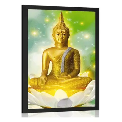 Poszter arany Buddha lótuszvirágon