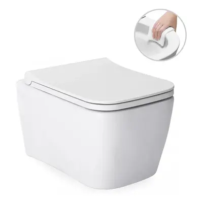 Cerano Quartz, függő WC csésze Peremless 49x36 cm WC ülőke nélkül, fehér fényes, CER-CER-425548