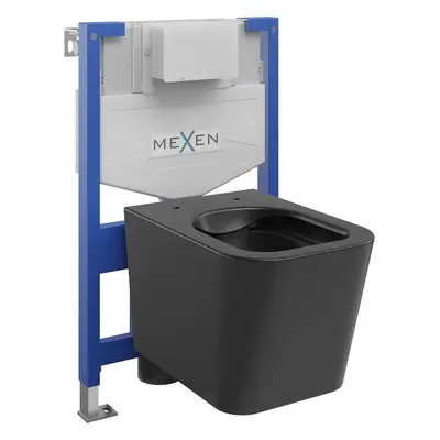 Mexen Fenix XS-F, süllyesztett modul és fali WC Teo, fekete matt, 6803385XX85