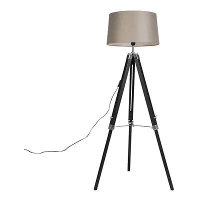 Állólámpa Tripod fekete, árnyalattal 45 cm vászon taupe