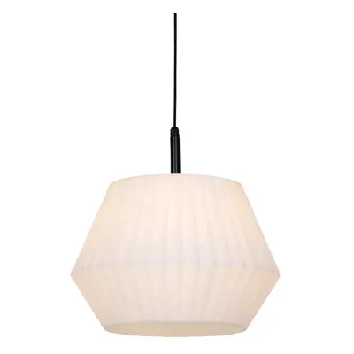 Modern kültéri függőlámpa fekete, fehér búrával 45,6 cm IP44 - Robbert