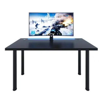 CODE X2 Számítógépasztal + LED, 135x73-76x65, fekete/fekete lábak + USB HUB