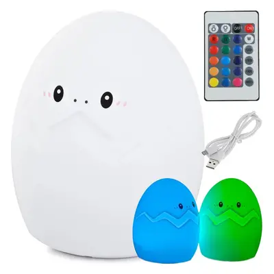 Szilikon LED gyerek éjjeli lámpa EGG 12,5 cm fehér